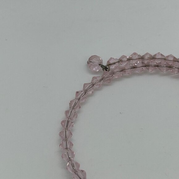 Adjustable Retro Pink Bracelet Glass Beads On Memory Wire Prom Quinceañera - Picture 3 of 16